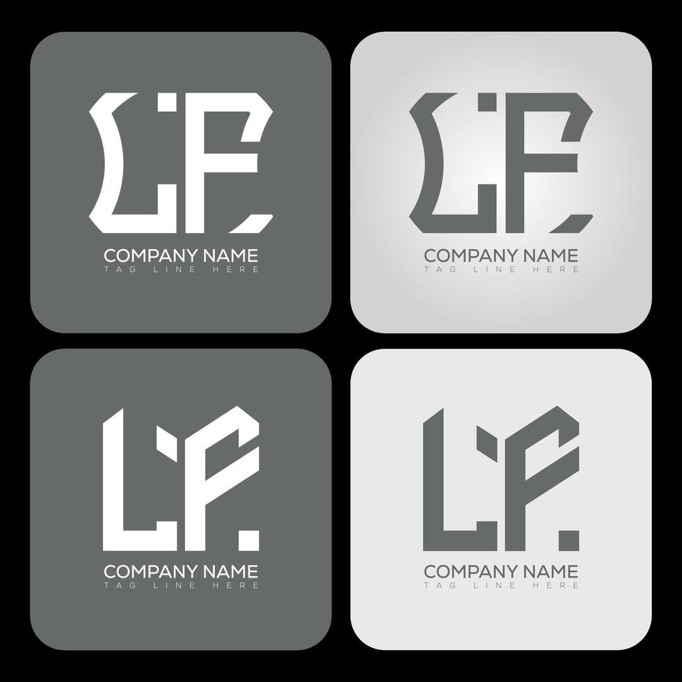LF polygon, hexagon, flat and simple letter logo set in one artboard. LF minimalist and classic logo. vector