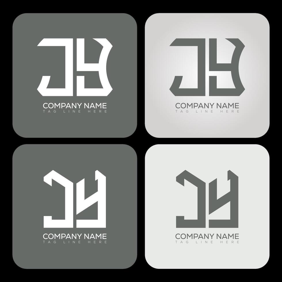 JY polygon, hexagon, flat and simple letter logo set in one artboard. JY minimalist and classic logo. vector