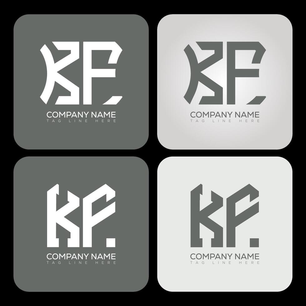 KF polygon, hexagon, flat and simple letter logo set in one artboard. KF minimalist and classic logo. vector