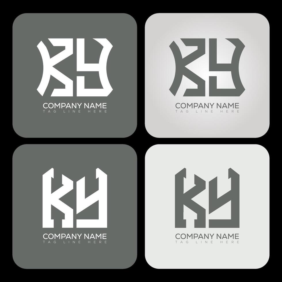 KY polygon, hexagon, flat and simple letter logo set in one artboard. KY minimalist and classic logo. vector