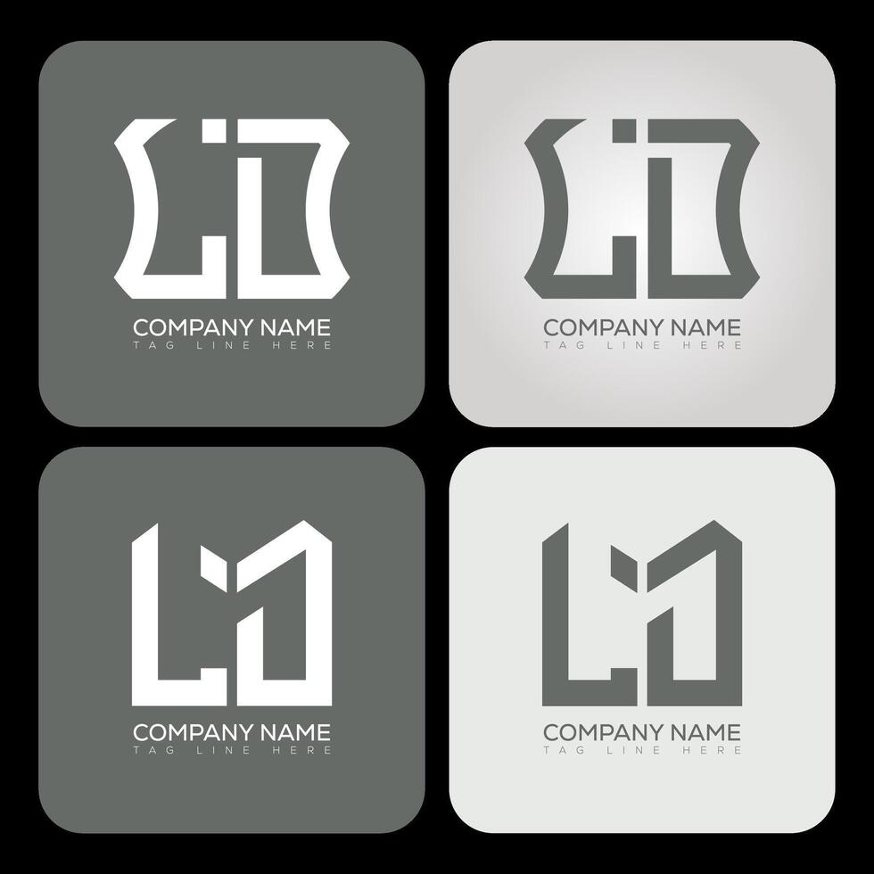 LD polygon, hexagon, flat and simple letter logo set in one artboard. LD minimalist and classic logo. vector