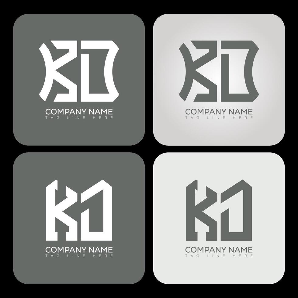KD polygon, hexagon, flat and simple letter logo set in one artboard. KD minimalist and classic logo. vector
