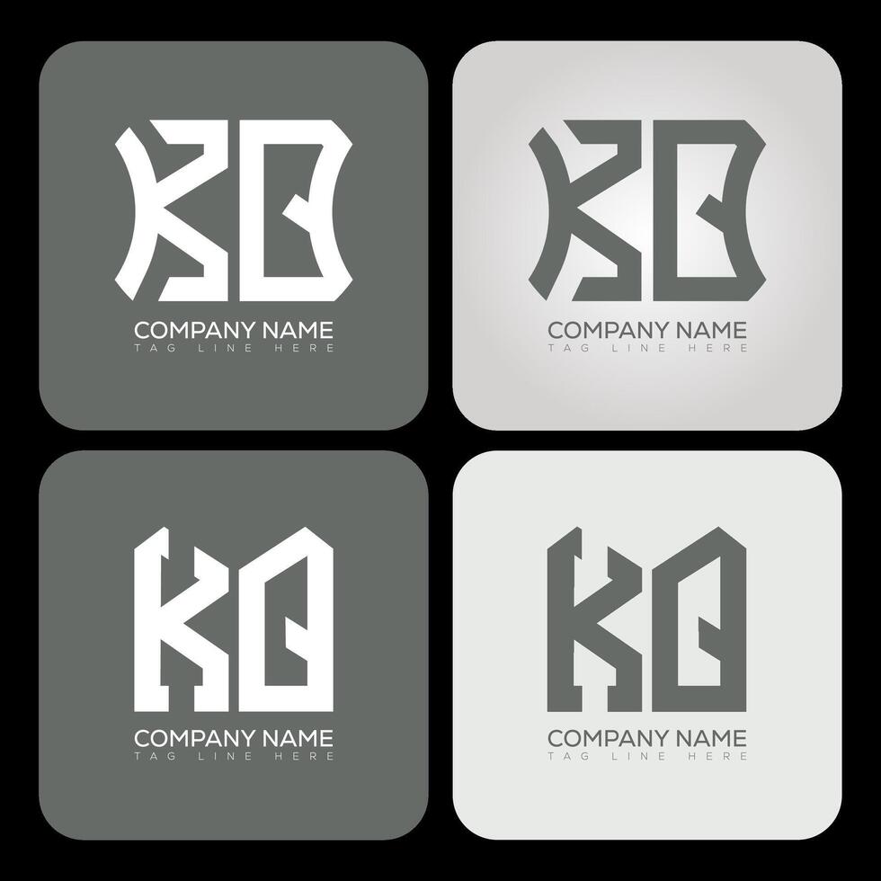 KQ polygon, hexagon, flat and simple letter logo set in one artboard. KQ minimalist and classic logo. vector