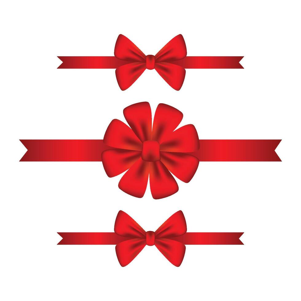 Red ribbons set isolated on white background vector