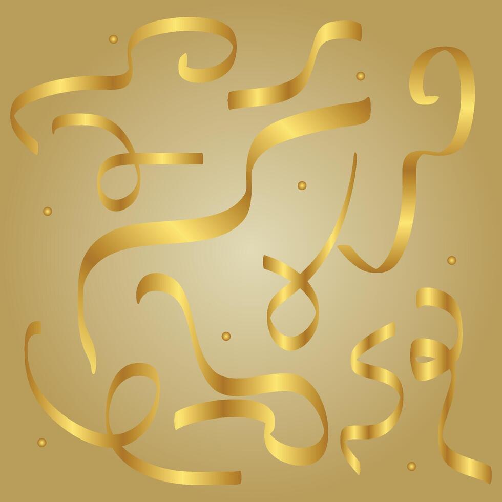 Collection of realistic gold waving ribbons illustration vector