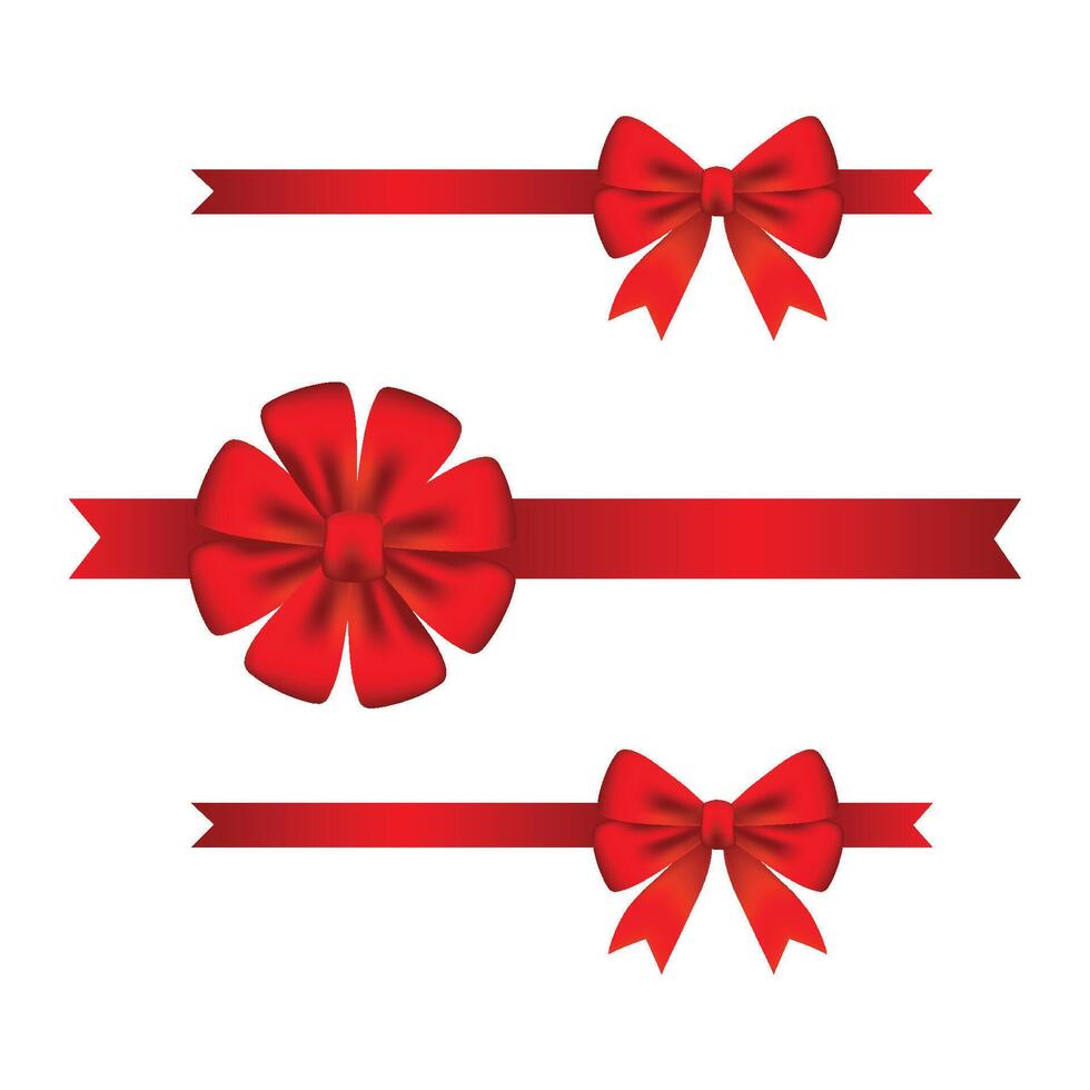 Different red ribbons set isolated on white background vector