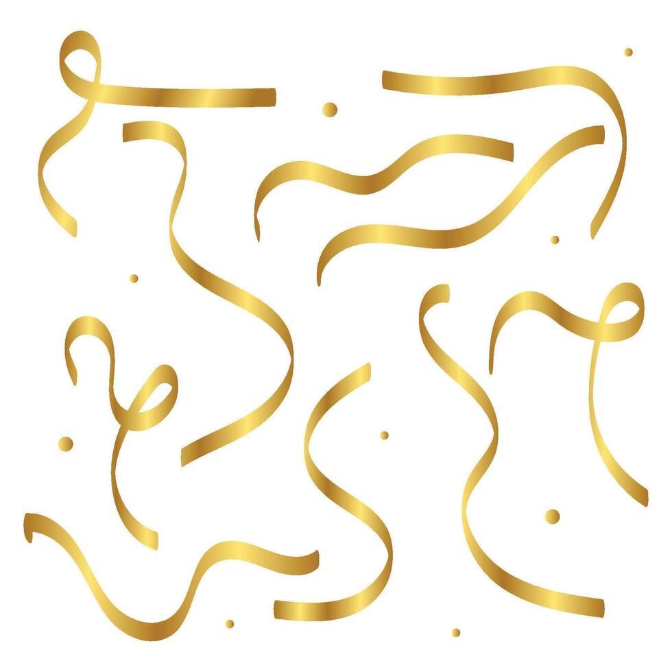 Collection of realistic gold ribbons vector