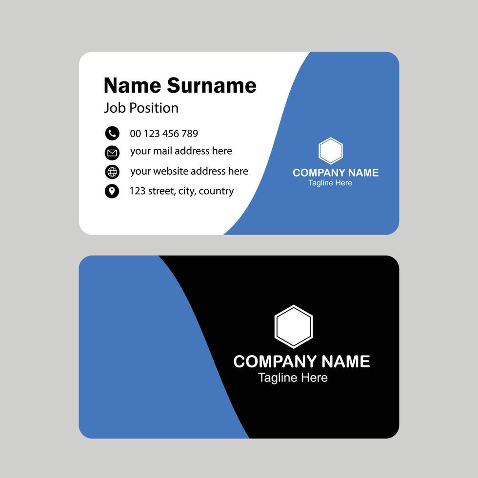 Creative modern professional blue business card and name card horizontal simple clean template vector