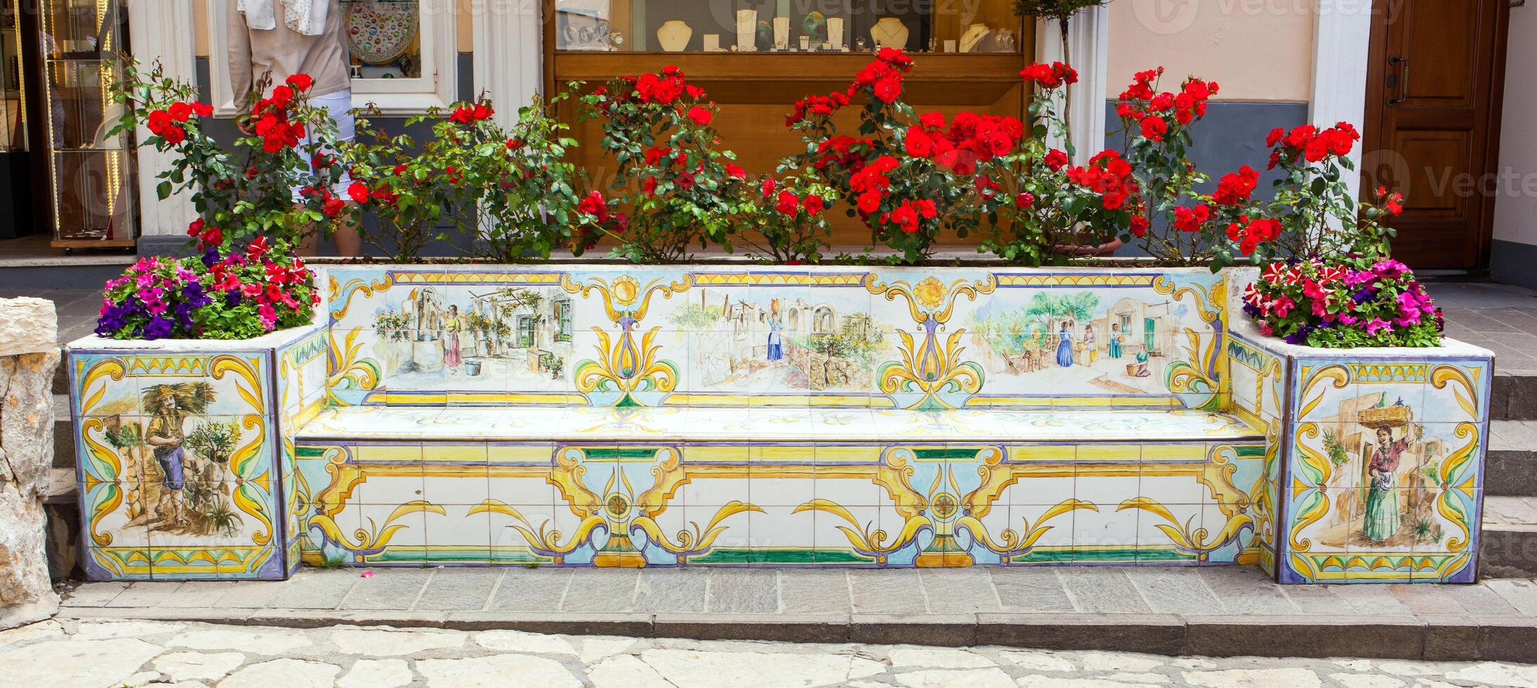 Benches ceramics, Capri, Italy photo