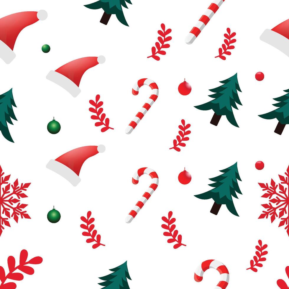 Seamless Christmas Pattern with Santa Hats Candy vector
