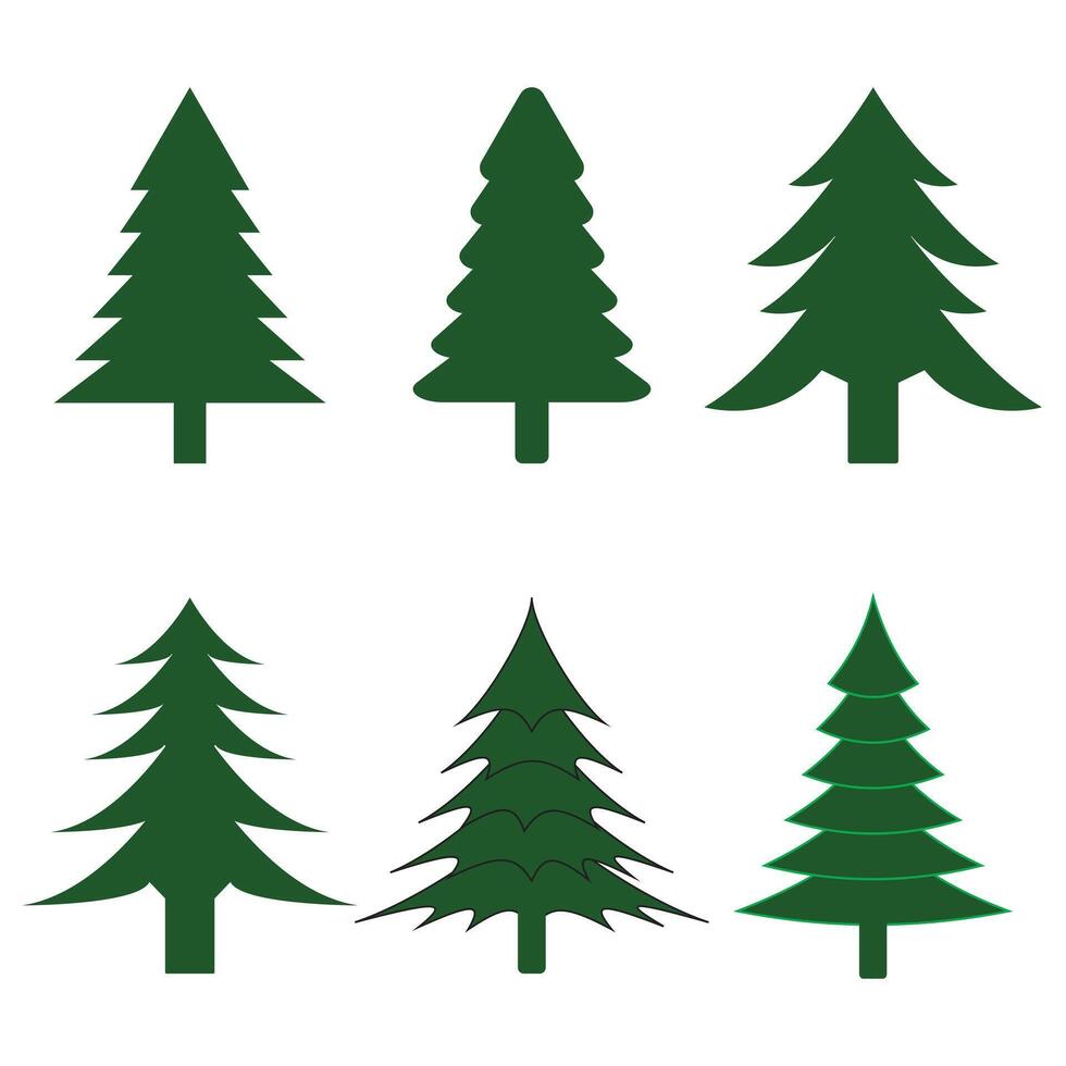 Christmas trees set of illustartion vector