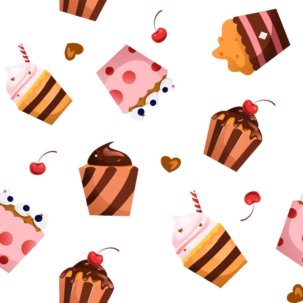 Seamless pattern of cupcake or muffin illustration vector