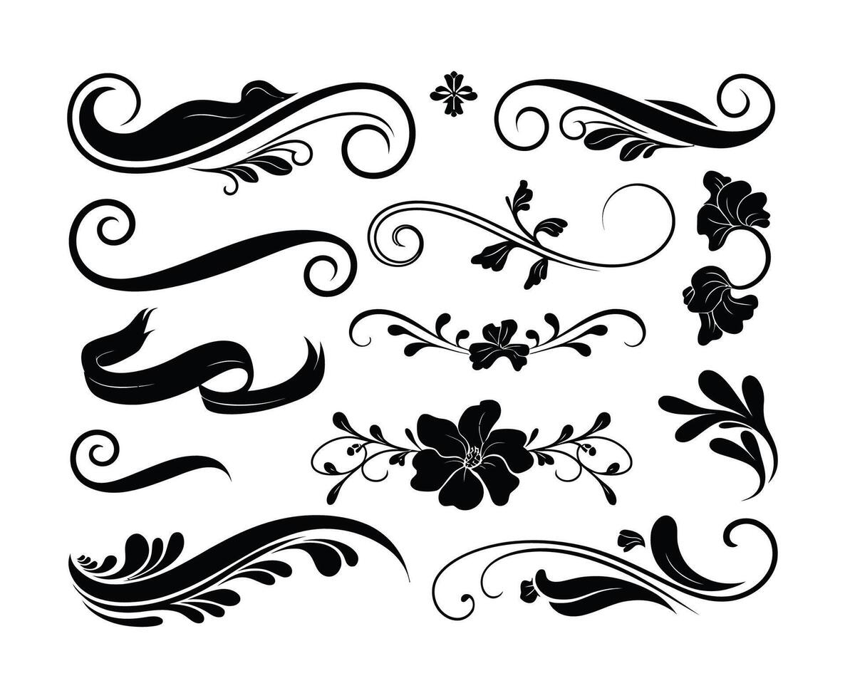 Flourishes Silhouette Collection EPS Template vector