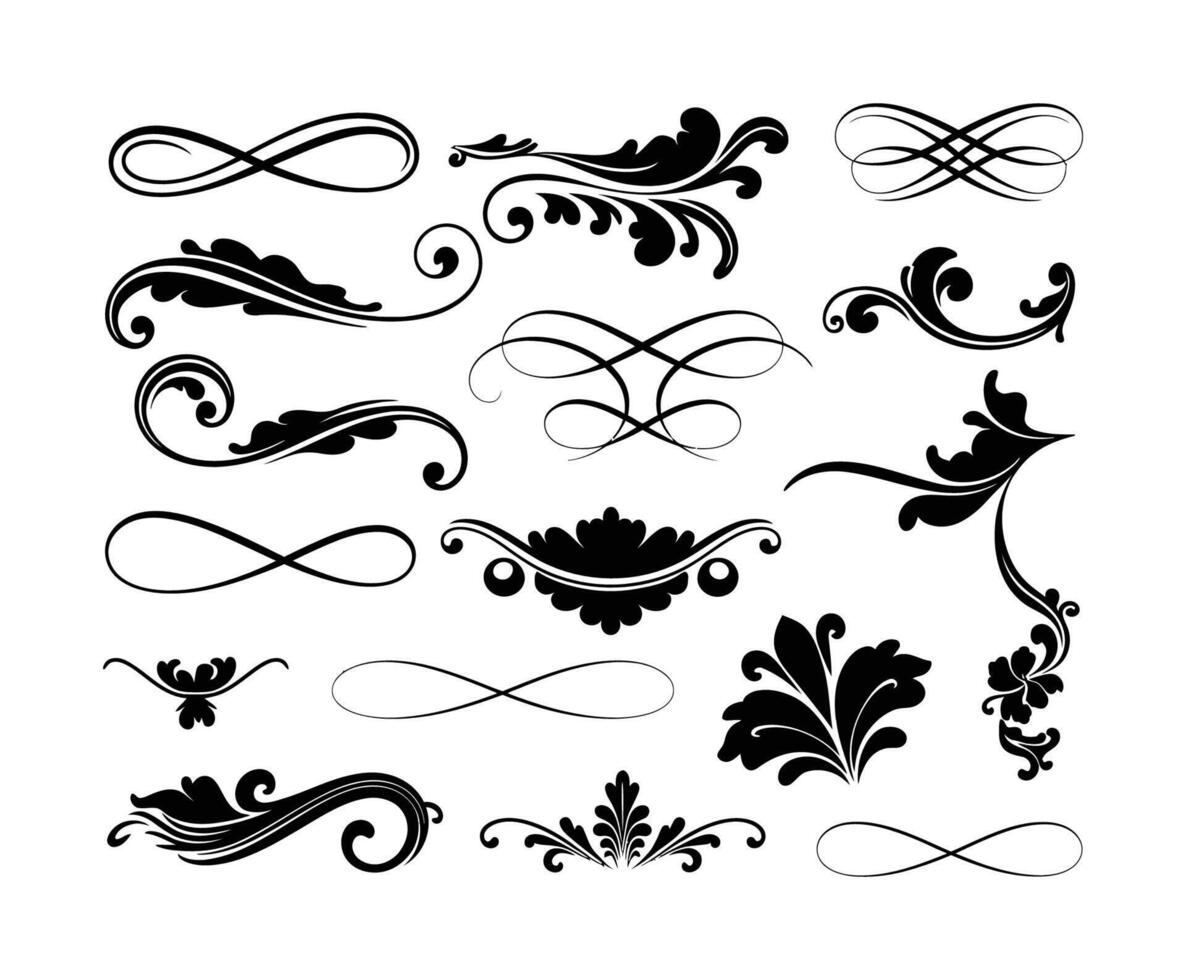 Delicate Swirls Silhouette Collection Template vector
