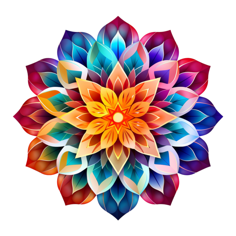 Mandala fractal element flower pattern png