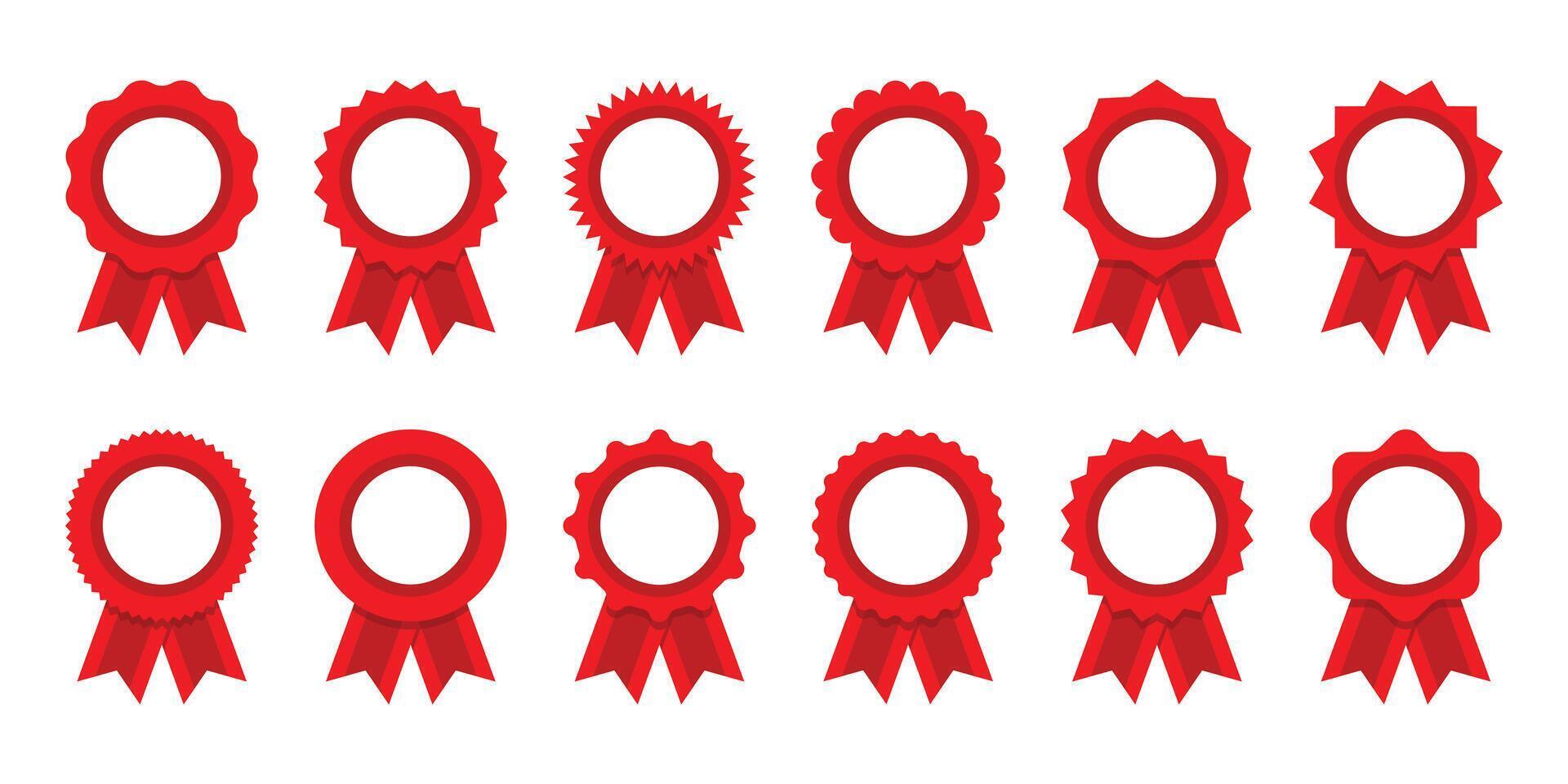Collection of medal icon. Medal red ribbon and banner set. Premium quality guarantee labels isolated on white background. vector