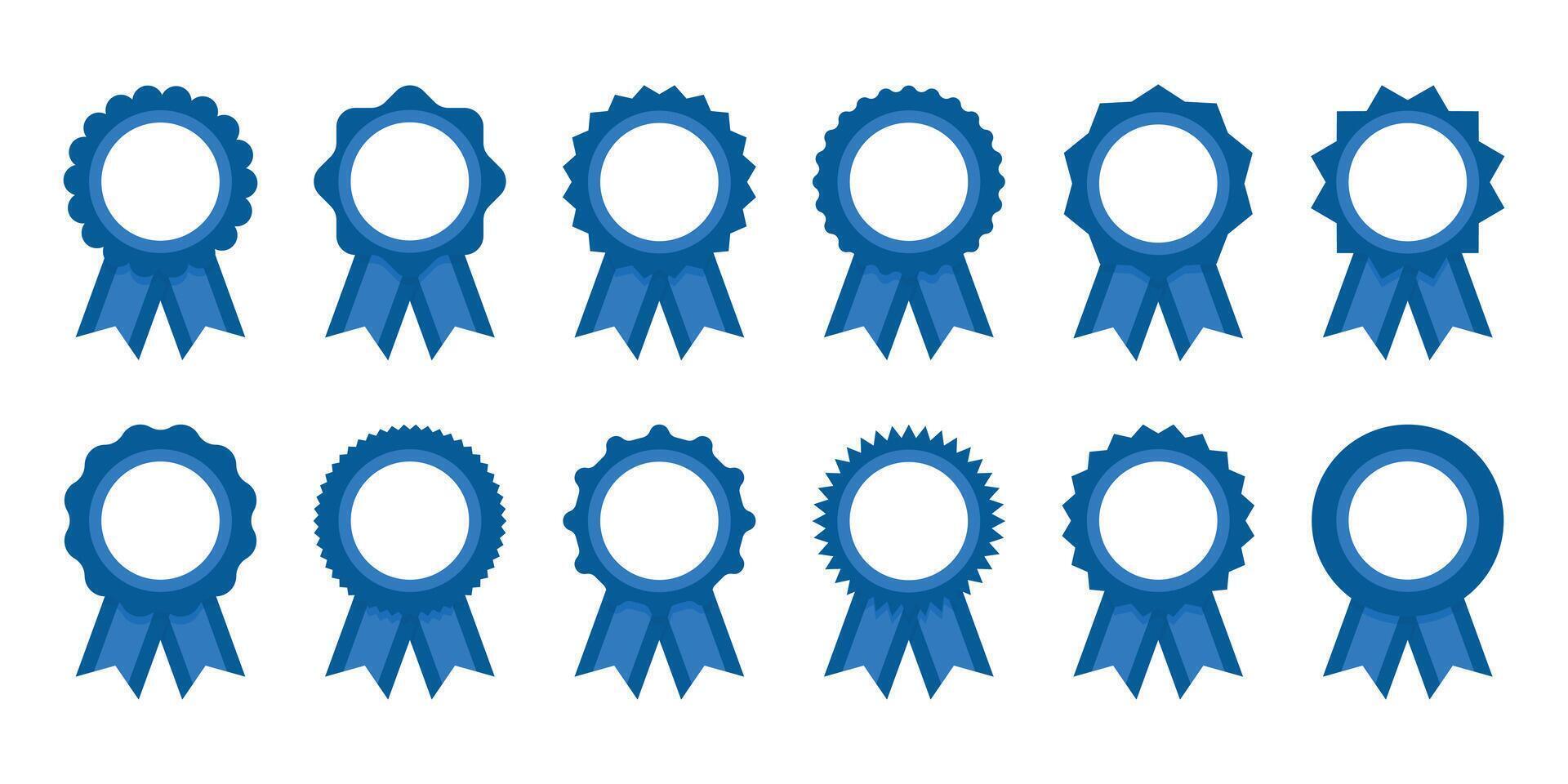Medal set with ribbon. Set premium quality badges with ribbons. Approved stamp or medal. Certificate symbols are isolated on a white background. vector