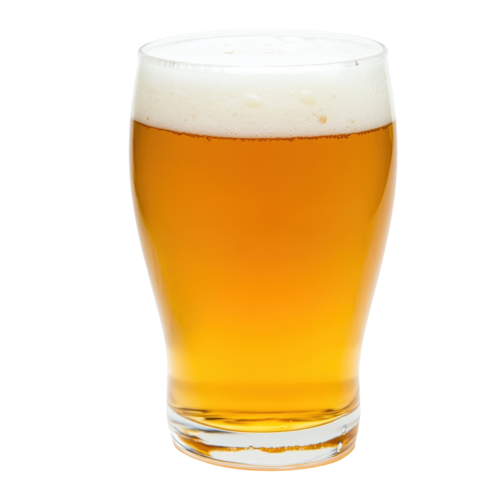 refreshing glass of golden beer with frothy head, perfect for enjoying on sunny day png
