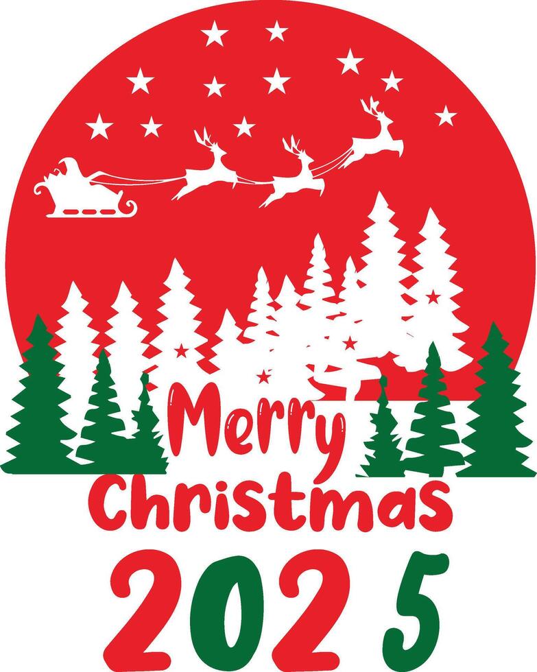 Merry Christmas 2025 Typography T-Shirt Design vector