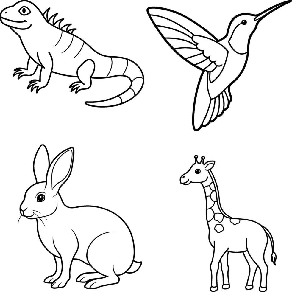 Line Art Animals Illustration vector