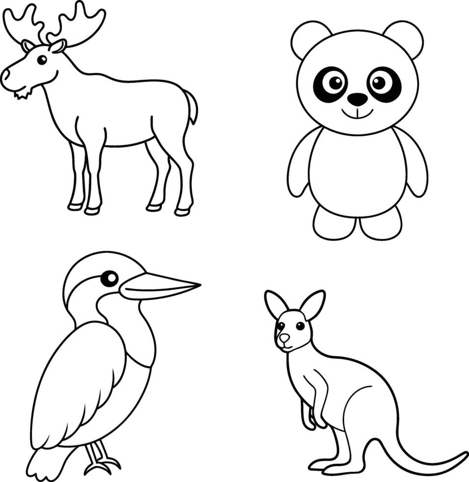 Coloring Pages Wildlife Animals Line Art Illustration vector