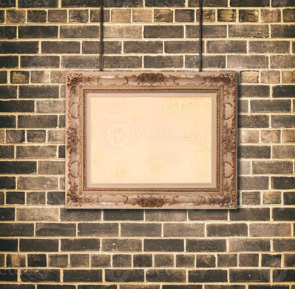 Golden picture frame baroque style. photo