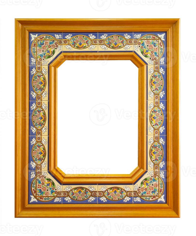 Empty frame made of ceramic tiles. photo