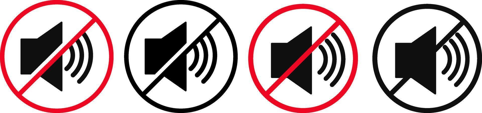 Set of no sound, No speaker icon. speaker mute icon sign. Volume Off symbol. Silent mode icons vector