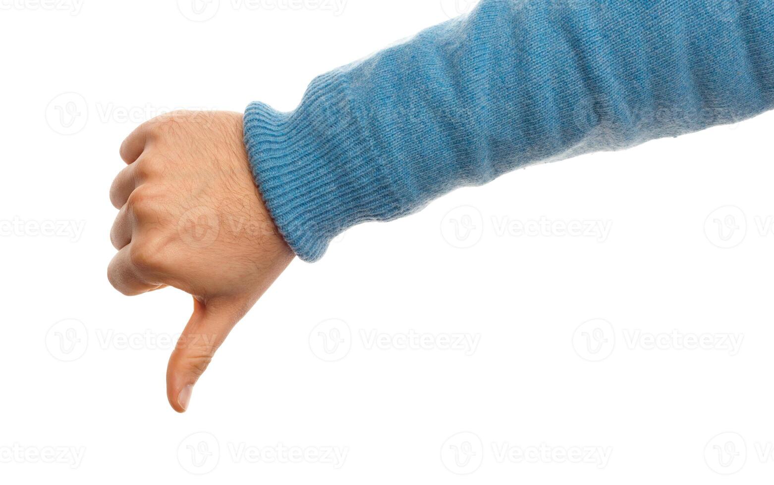 Concept of Thumb down with hand photo