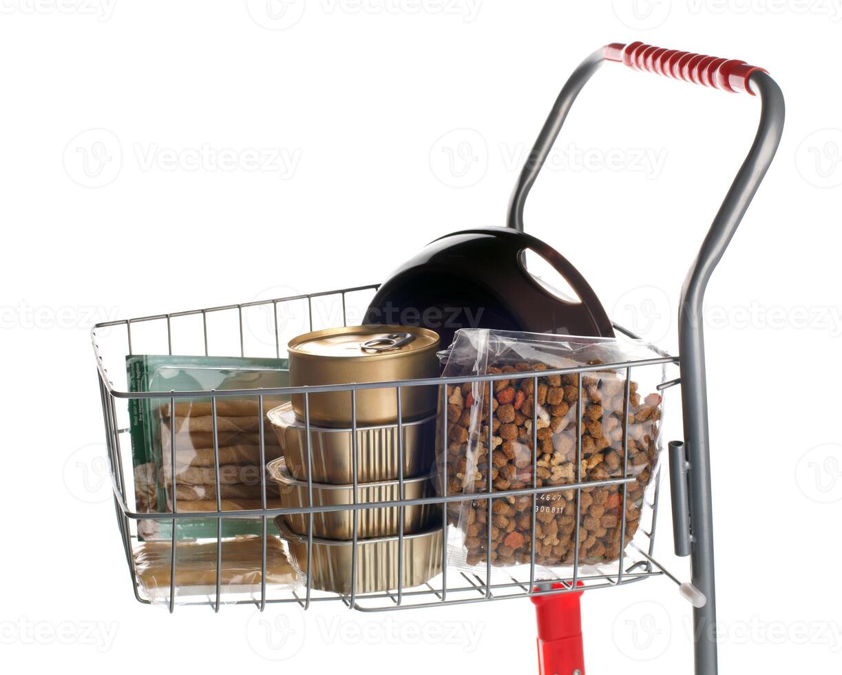 Sshopping cart full of dog food photo