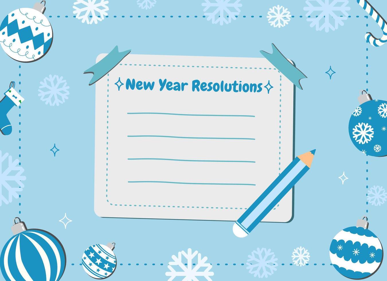 New year resolutions card with Christmas balls decoration in white Christmas theme background , inspiration and improvement concept vector