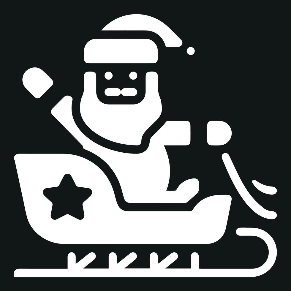 Christmas sleigh with santa claus icon isolated on a black background. vector