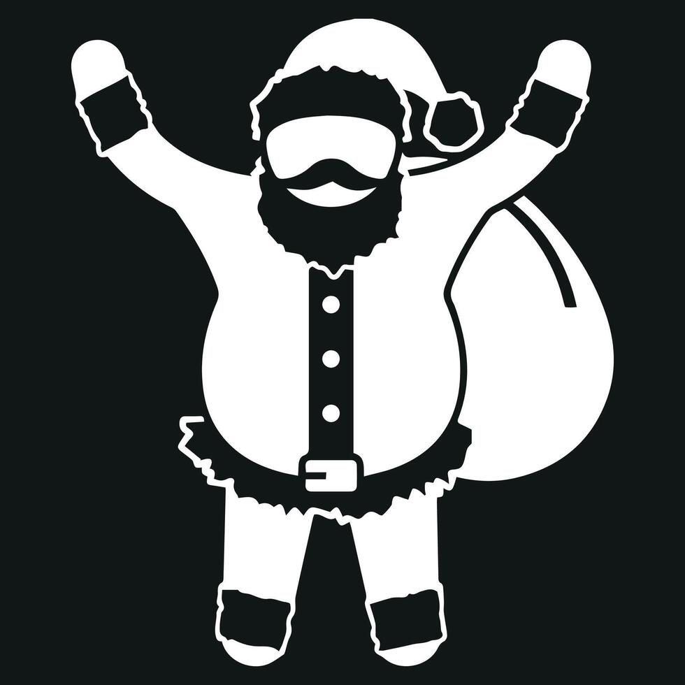Christmas santa claus with gift bag icon isolated on a black background. vector