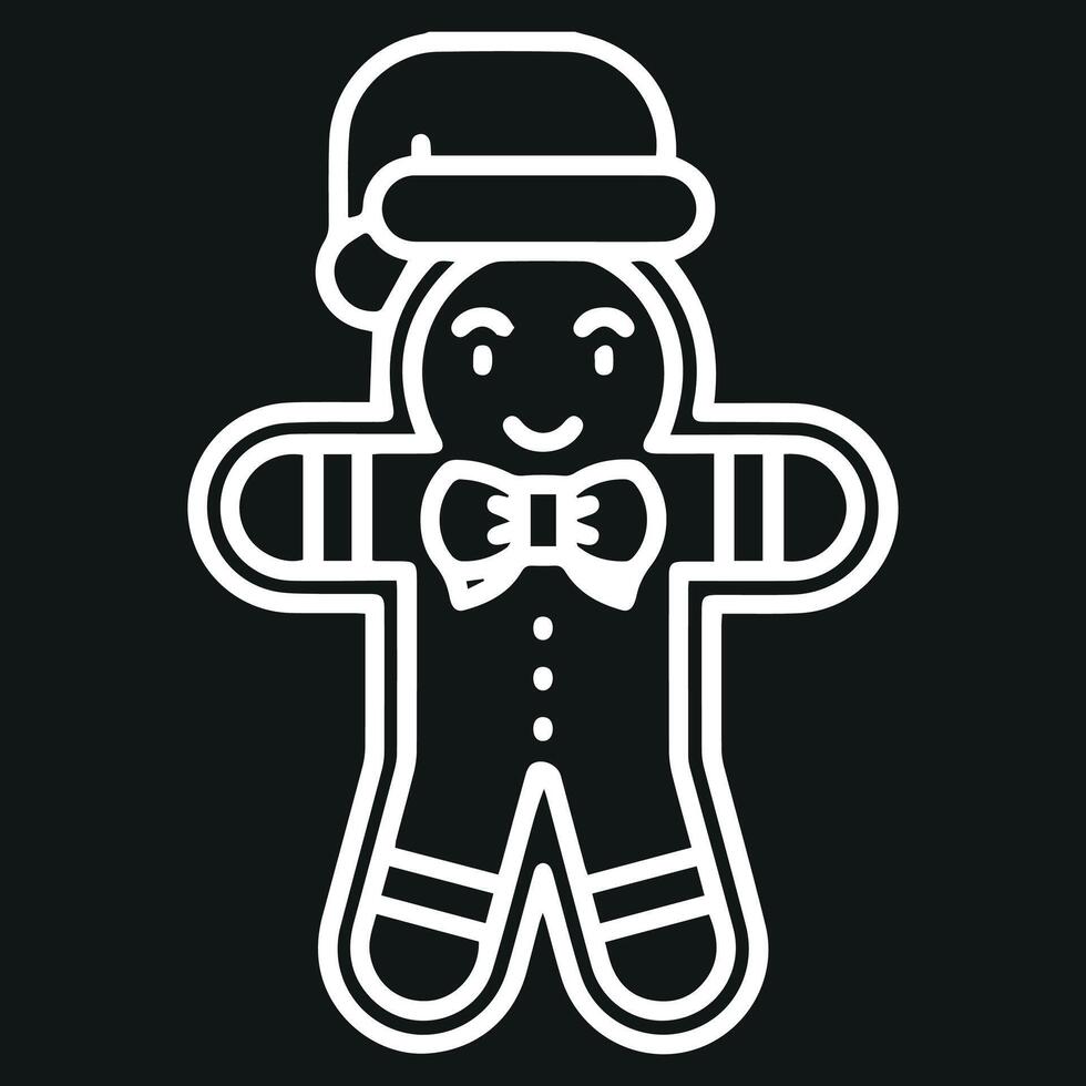 Christmas gingerbread with cap icon isolated on a black background. vector