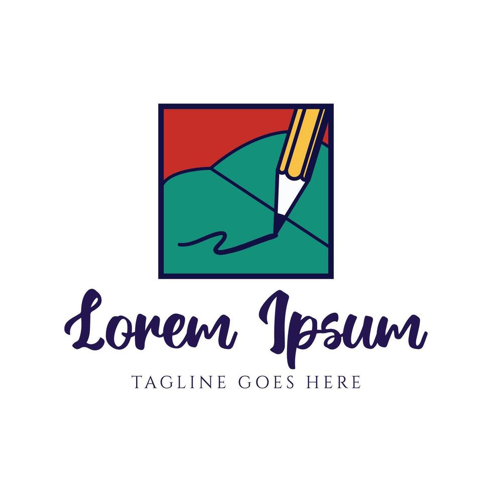 Book with Pencil for Writing or Drawing Education Icon Illustration Symbol Logo Design vector
