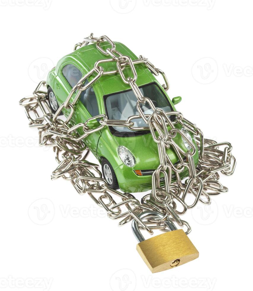 Vehicle security with padlock and chain photo