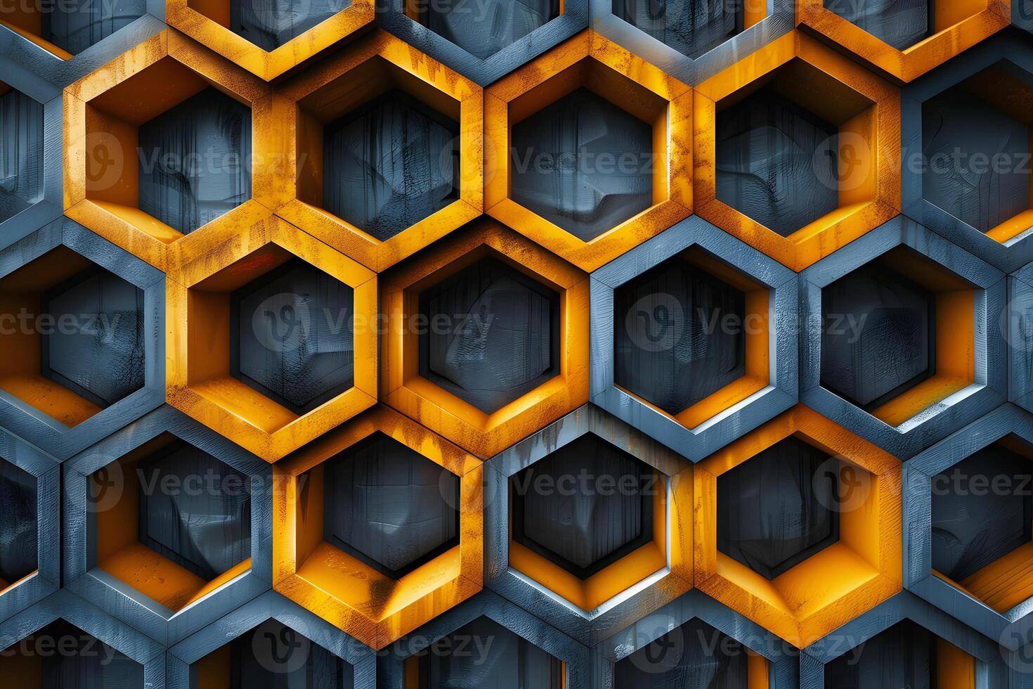 Geometric Honeycomb Pattern with Industrial Metal Aesthetic for Design and Decoration photo