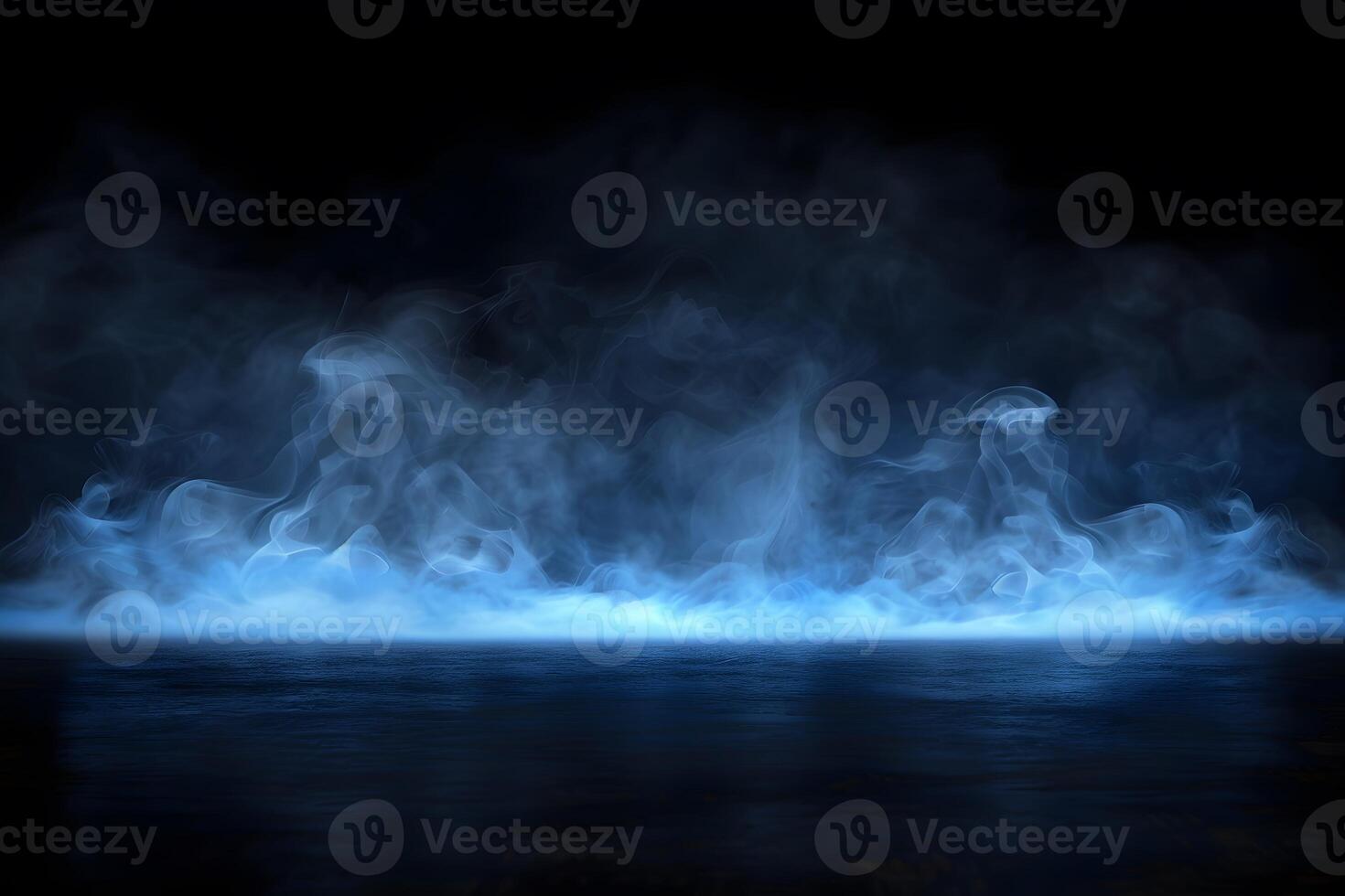 Mystical Blue Fog Over Water Creating Ethereal Atmosphere for Abstract Design photo