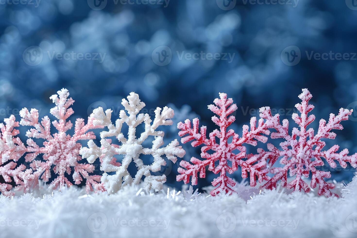 Winter Wonderland Festive Snowflake Arrangement against a Frosty Blue Background photo