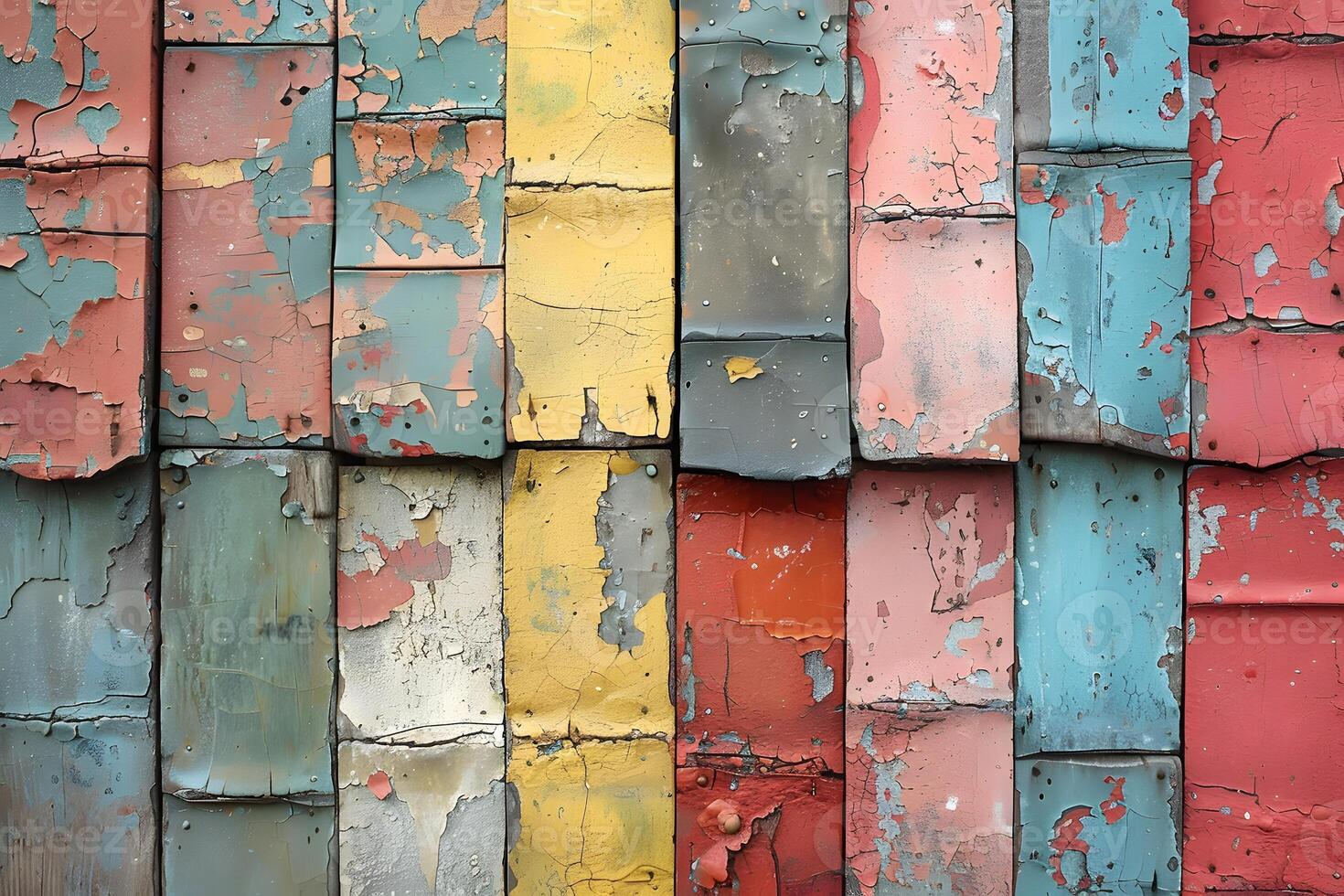 Colorful Weathered Metal Panels Vintage Texture for Artistic Design photo