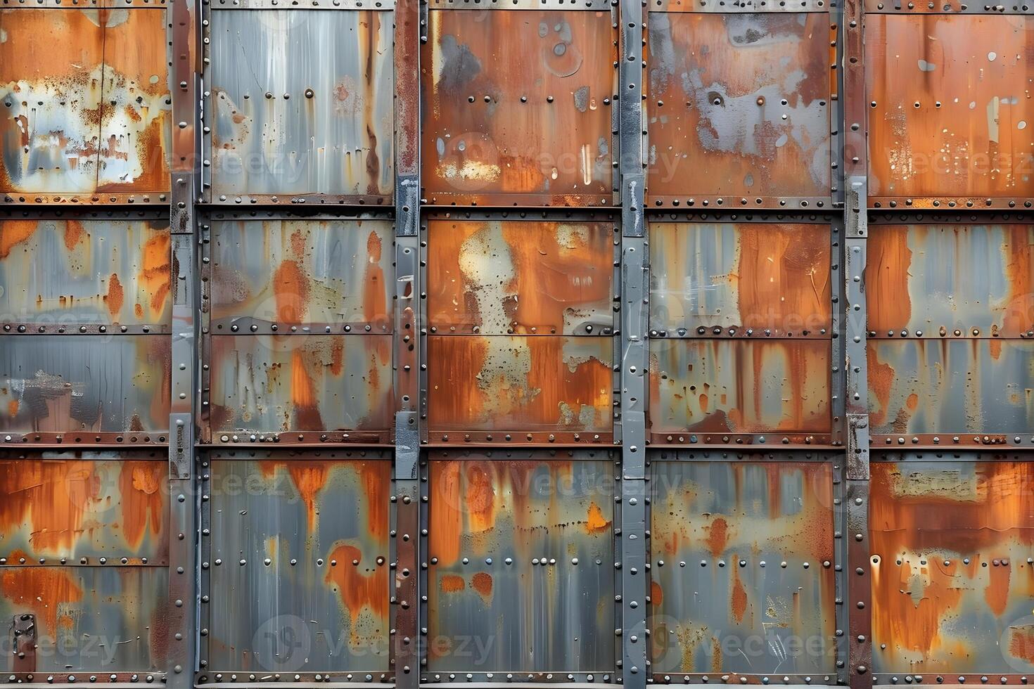 Textured Rusty Metal Panels - Industrial Abstract Design for Posters and Backgrounds photo