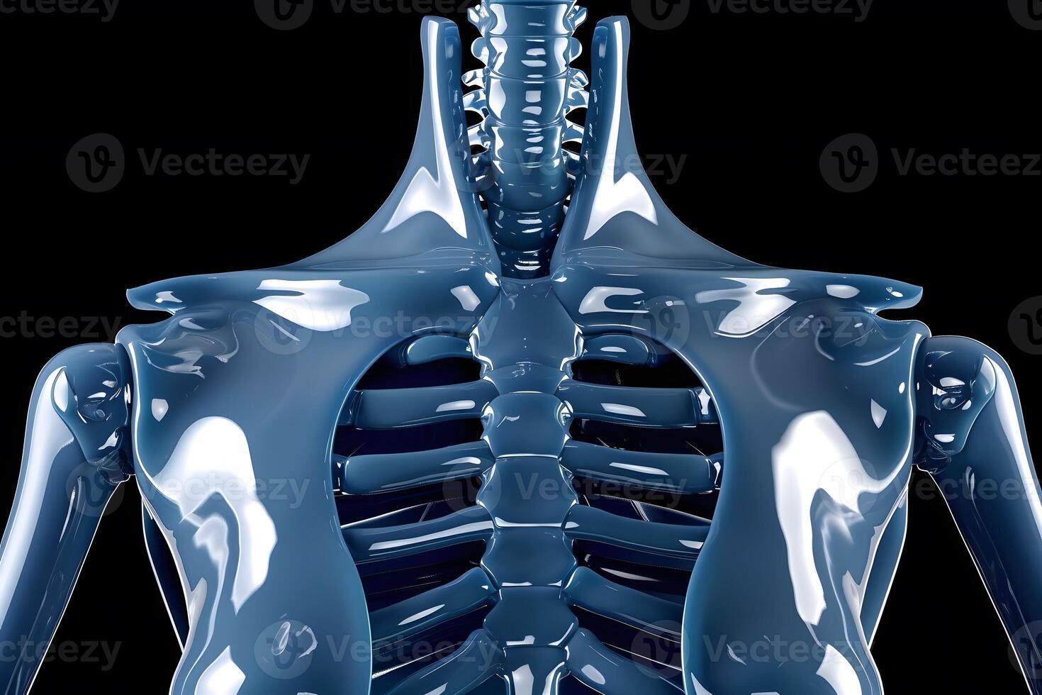Futuristic Anatomical Ribs and Spine Concept - Digital 3D Illustration for Medical Education and Design photo