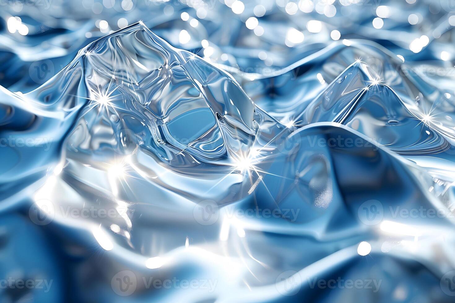 Abstract Blue Liquid Texture with Sparkling Light Reflections for Design photo