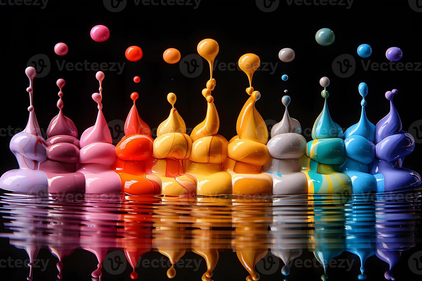 Vibrant Color Explosion Abstract Paint Splash Art for Creative Design photo