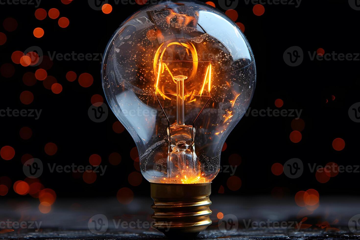 Illuminated Light Bulb Against Dark Abstract Background for Creative Design photo