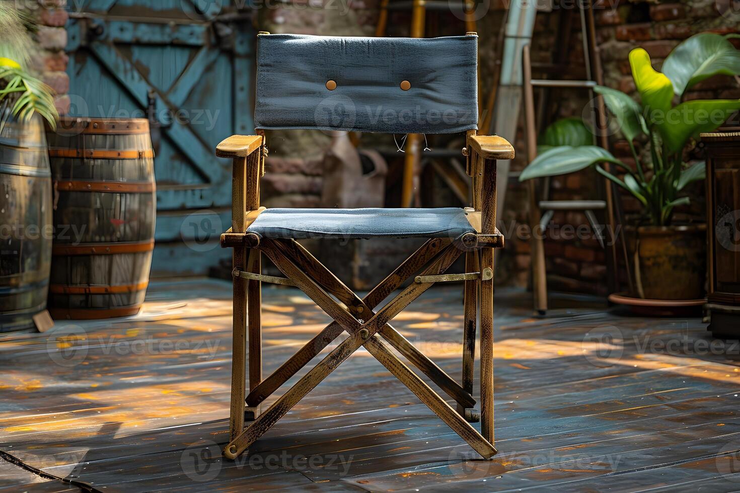 Vintage Director's Chair in Rustic Outdoor Setting for Creative Inspiration photo