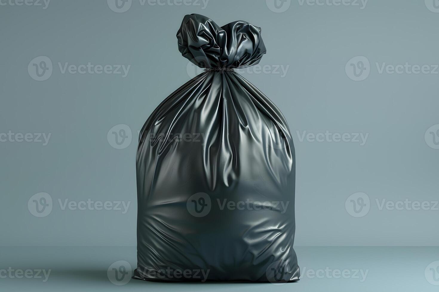Plastic Garbage Bag Against Minimalist Background for Waste Management Design photo
