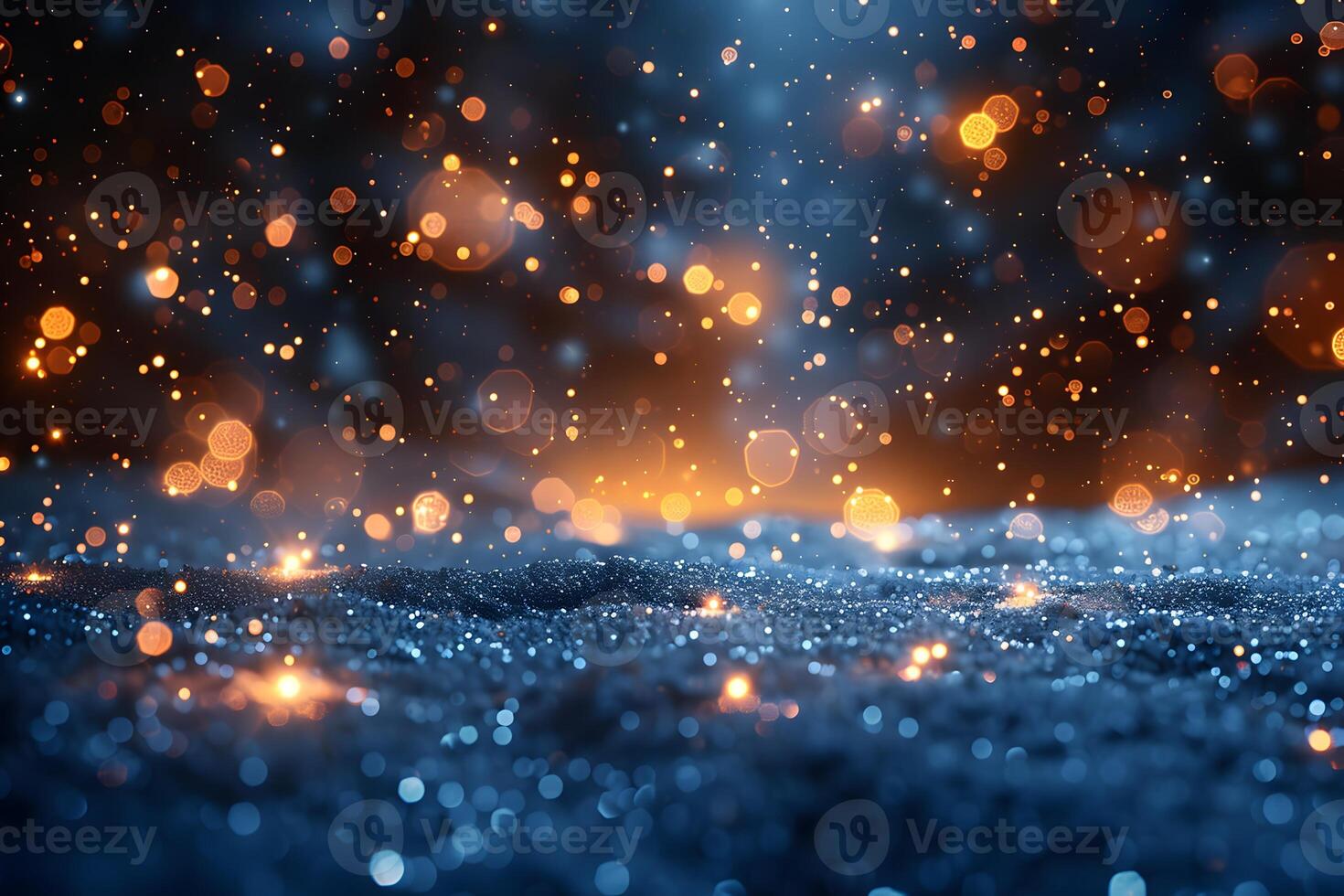 Festive Holiday Lights and Glittering Snow - Perfect for Winter Decor or Greeting Card Design photo