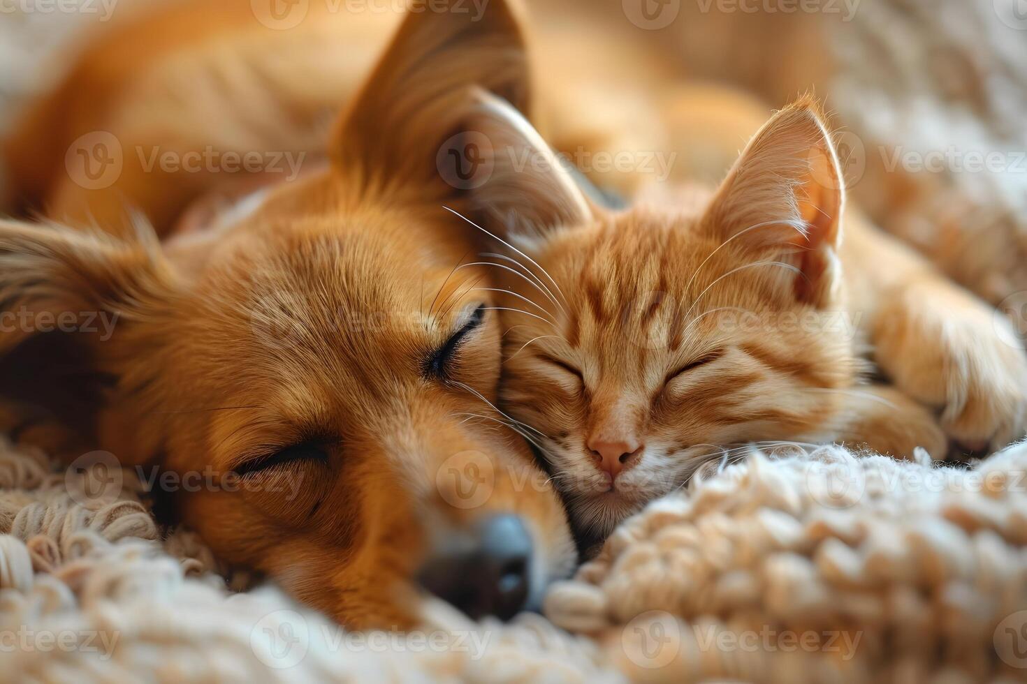Cozy Companionship Sleeping Dog and Cat for Pet-Themed Decor and Cards photo
