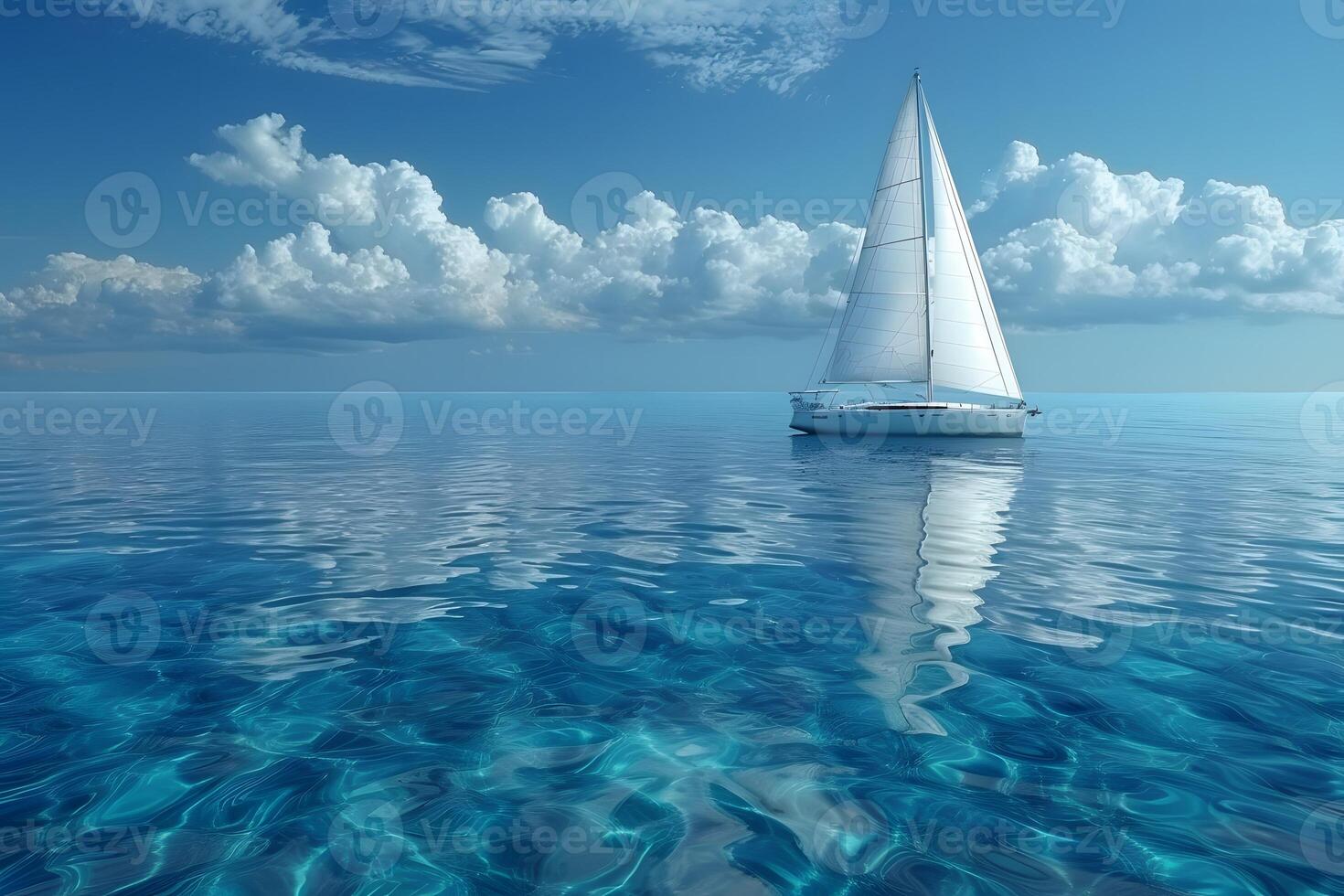 Serenity on the Ocean Sailboat on Clear Blue Waters for Travel and Leisure photo